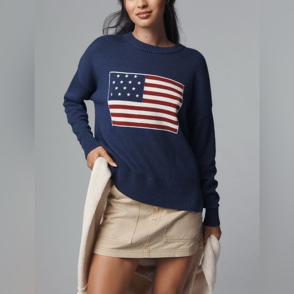 Beach Riot Sweaters - Beach Riot x Anthropologie Callie Americana Sweater NWT in Americana Navy Flag L